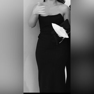 Elegant Asymmetric Strapless Black Dress